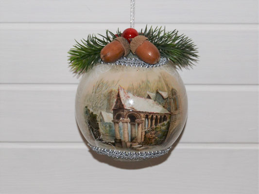 Weihnachtsdekokugel aus Akryl mit Motiv "Haus" 
