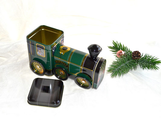 Express Lokomotive Weihnachten grün, Blechdose zum öffnen