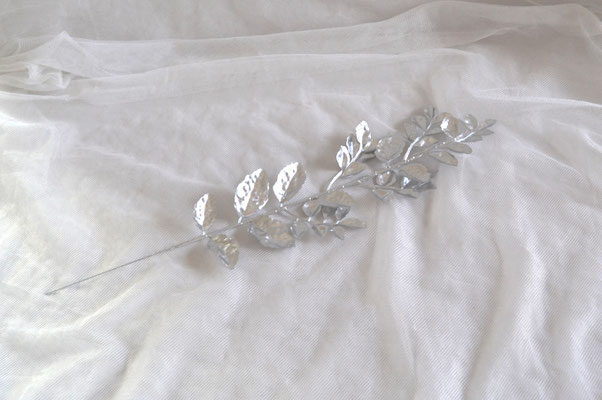 Blattzweig silber, Kunstblume