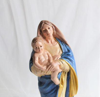 Madonna mit Kind aus Keramik von Hand bemalt