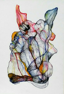 JEHOEL (Origen Del Nombre De Las Cosas) Serie Vibrato Angélico /mixta sobre papel 43x30 cms