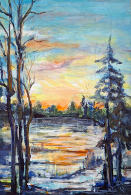Wintersonne, Acryl, 40 x 60 cm