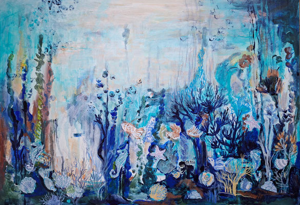 Unter Wasser, Acryl, Mixed Media, 60 x 40 cm