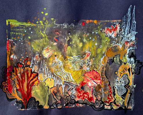 Fantasie, Monotypie, Mixed Media
