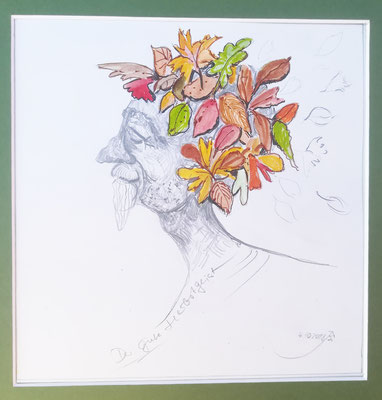 Der gute Herbstgeist, Mischtechnik, 20 x 20 cm