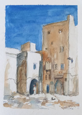Im Judenviertel, Aquarell, 20 x 30 cm