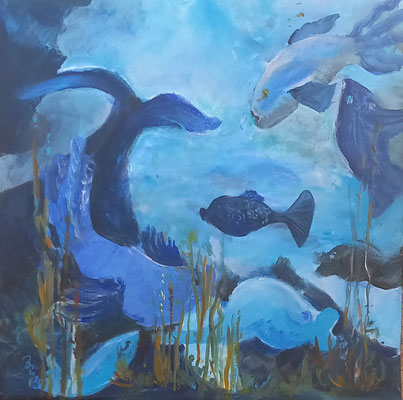 Unter Wasser, Mixed Media, 50 x 50cm