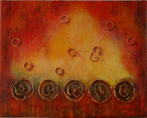 " Vermählung "  Acryl auf Leinwand 50 x 40 cm gespachtelt mit Sand aus Oostkapelle     (verkauft)