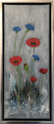 "Wiesenblumen", Öl auf Leinwand 20 x 50 cm, gespachtelt, gerahmt
