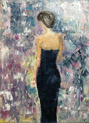 "Auf der Bühne", Öl auf Leinwand 30 x 40 cm, gespachtelt