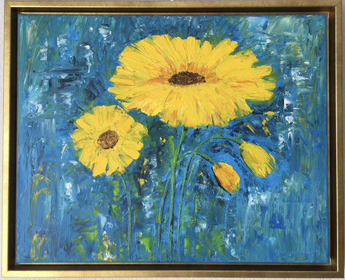 "Sonnenblumen", Öl auf Leinwand 50 x 40 cm, gespachtelt
