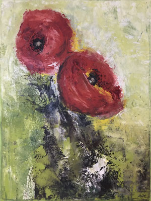 "Mohnblumen", Öl auf Leinwand, 30 x 40 cm, gespachtelt (verkauft)