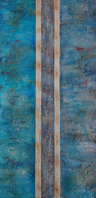 " Gespachtelt ", Acryl auf Leinwand, 40 x 80 cm, grob gespachtelt