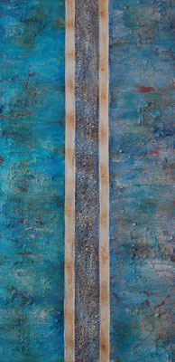 " Gespachtelt ", Acryl auf Leinwand, 40 x 80 cm, grob gespachtelt