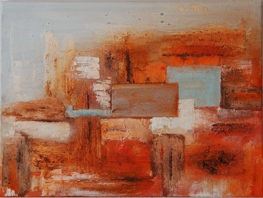 " Die Kraft der Farben " Acryl auf Leinwand 80 x 60 cm Büttenpapier, Eisenplatte (verkauft)