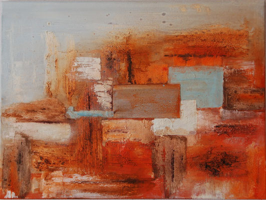 " Die Kraft der Farben " Acryl auf Leinwand 80 x 60 cm Büttenpapier, Eisenplatte (verkauft)