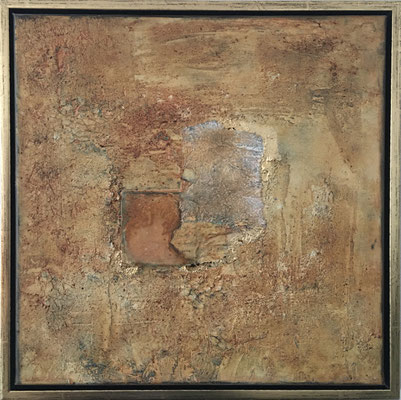 Acryl auf Leinwand, 50 x 50 cm, gespachtelt mit Eisenplatte, im Schattenfugenrahmen