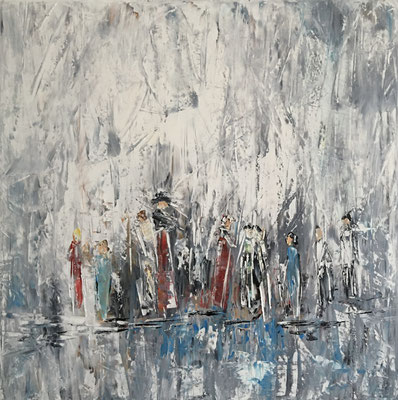"Lebendigkeit", Öl auf Leinwand 50 x 50 cm, gespachtelt