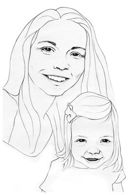 Portrait drawing of Esther & Lilia.