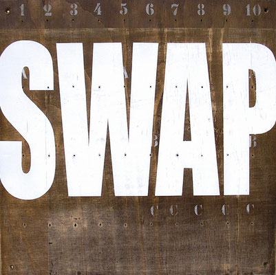 SWAP, 2006, Autolack, gebeiztes Sperrholz, 50 x 50 cm