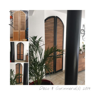 #avantaprès Portes battantes bois brut. Fond dur Patine Marron non lustrée et contours Noir. (C)Éléonore Déco Réalisation Déco & Corinnerie(s) pour M. Mme A.