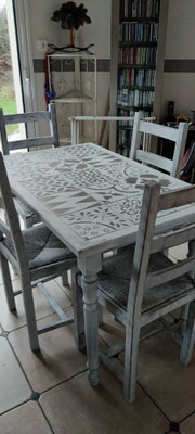 #Après Table cuisine réécrite chabby chic carreaux faïence Réalisation Déco & Corinnerie(s)