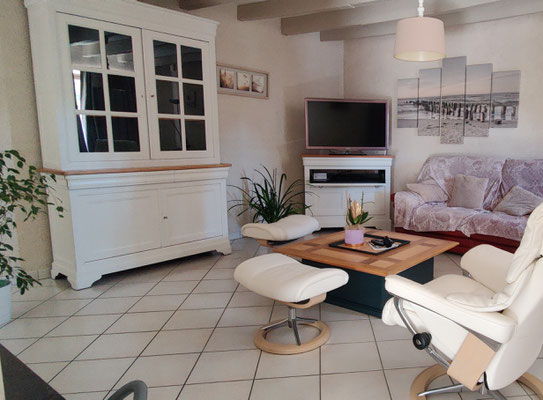 Rénovation Déco & Corinnerie(s) |Ensemble salle à mange, plateaux bruts, corps ecru, intérieur ardoise