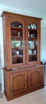 Rénovation Déco & Corinnerie(s) | AVANT Buffet 2 corps vitrine chêne et bois exotique
