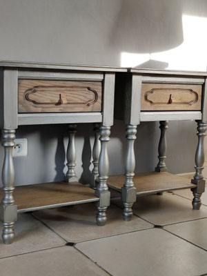 Rénovation Déco & Corinnerie(s) | #Après Paire de chevets contreplaqué façon bois usés Réalisation Déco & Corinnerie(s)