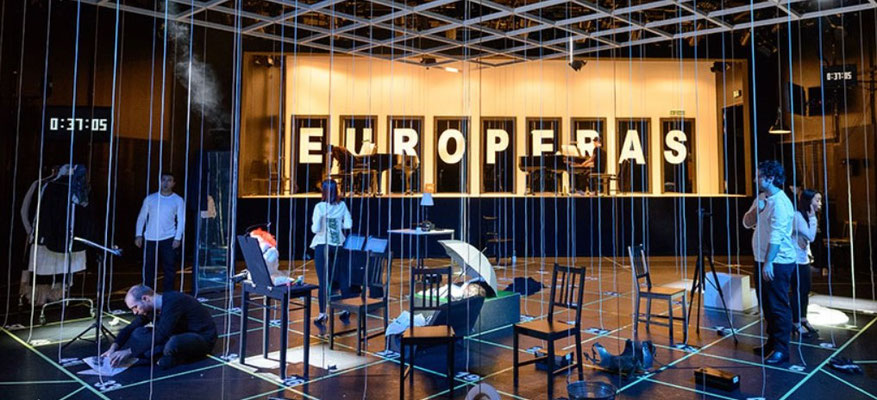 EUROPERAS 3 (John Cage); mit Lenka Jombiková, Hanyi Jang, Jana Markovic, Grégoire Delamare, Navid Taheri, Peter Fabig (c) Petra Moser