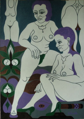 Weiße Frauen I Öl auf Karton - 70 x 100 cm