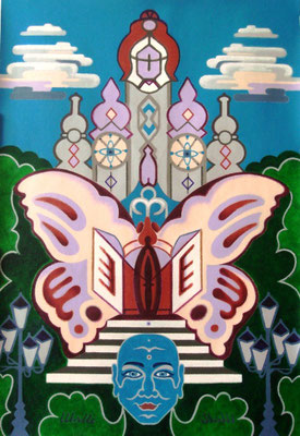 Pink Butterfly Blues I Acryl auf Karton - 70 x 100 cm