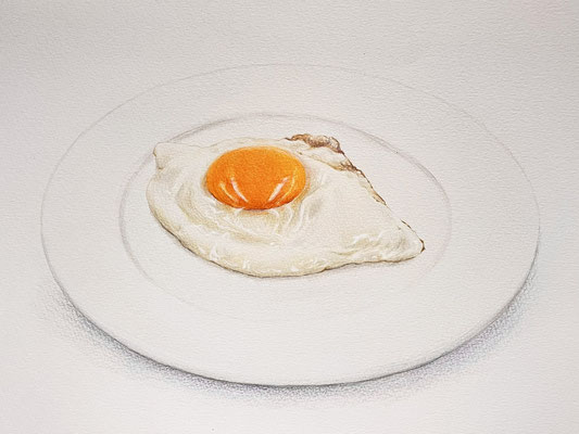 色鉛筆画　目玉焼き（セブンカルチャークラブ鳳・八尾/2024年4月～/大人の色鉛筆画/♯PR）
