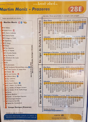 Lissabon Straßenbahn 28E Fahrplan