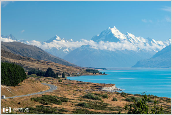 Mount Cook mit Lake Pukaki  |  Nikon Z9, NIKKOR Z 100–400 mm 1:4,5–5,6 VR S (100 mm), ISO 100, 1/25s, f/22
