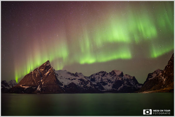Nordlichter bei Reine | Nikon Z9, NIKKOR Z 20 mm 1:1,8 S, ISO 3200, 5s, f/2