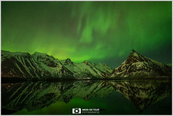 Nordlichter nahe Fredvang | Nikon Z9, NIKKOR Z 20 mm 1:1,8 S, ISO 3200, 3s, f/2