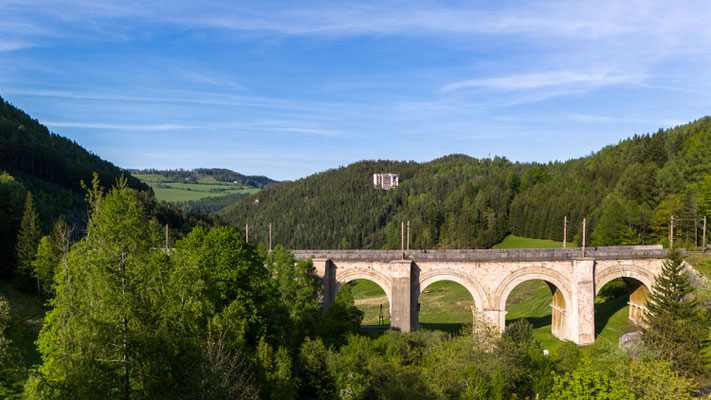 Fleischmann-Viadukt (Adlitzgraben Viadukt) im Unteren Adlitzgraben. Semmering