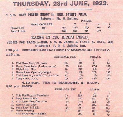 broadwood gymkhana and sports committee broadwoodwidger lhs mr northey s field also mentioned as a site for the sports was on the higher side of the green with the entrance by the lane leading to the old vicarage