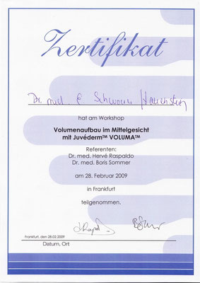 Zertifikat "Volumenaufbau im Mittelgesicht"