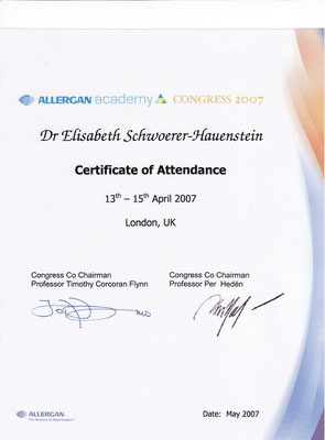 ALLERGAN Academy - Certificate of Attendance