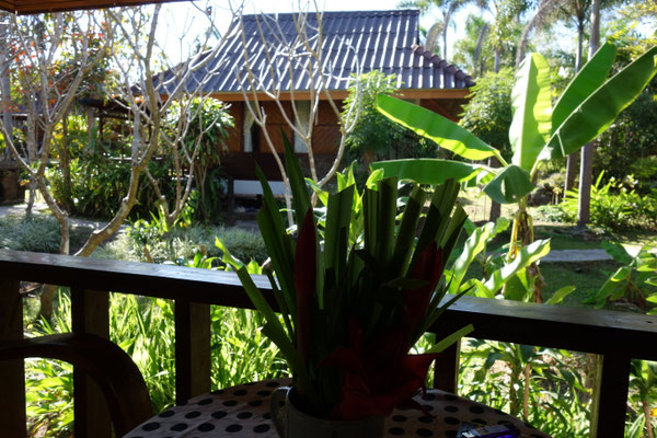 Der Blick vom Sitzplatz unseres Bungalow