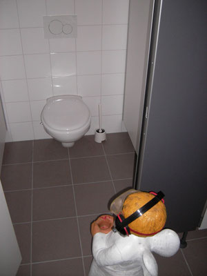 "Endlich sind die neuen WCs im Keller fertig!"