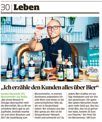 vvirtuelles Biertasting und live Bierverkostung - biersommelier berlin - Biersommelier Karsten Morschett - Bild am Sonntag