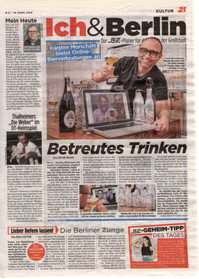 virtuelles Biertasting und live Bierverkostung - biersommelier berlin - Biersommelier Karsten Morschett - B.Z.