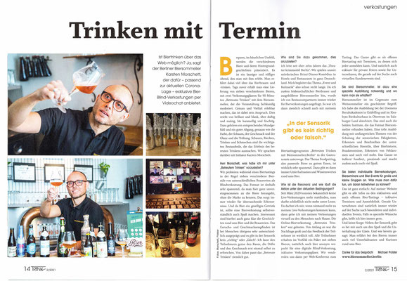 Biersommelier Berlin in der Sonderbeilage "GEZAPFT" von "TRINKtime" - Karsten Morschett - virtuelle Bierverkostung