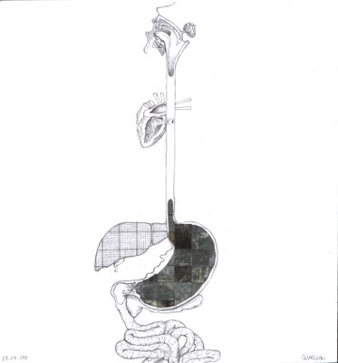Angustia. Lápiz y papel lija sobre papel. 19.2 cm X 13.5 cm. 2005.