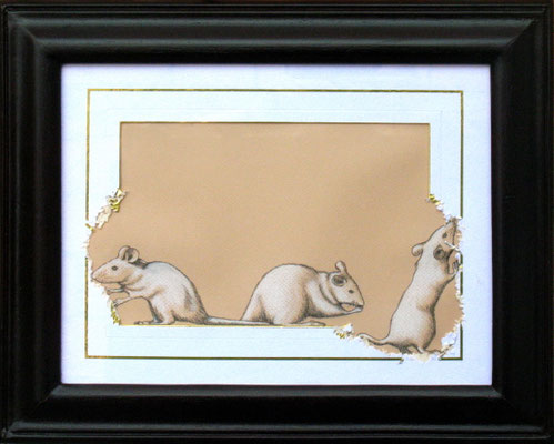 Rompiendo los límites. Lápiz y pastel sobre papel, carton, vidrio y marco de madera. 35.6 cm X 43.4 cm. 2009.