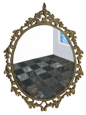 "Aún todavía. Un mobiliario paradójico". Marco metálico, papel lija y vinilo sobre madera. 2004