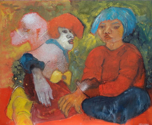 Erwartung,  Öl und Pigment auf Leinwand, 110 cm x 90 cm